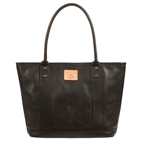 Will Leather Goods Women'S Signature Leather Everyday Tote, Black
