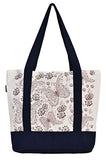 Vietsbay'S Women Floral Vintage Patternprint Heavyweight White Canvas Handbags