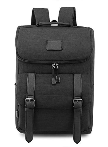 Weekend Shopper Lightweight Canvas Backpack Black Laptop Bookbag College Backpack Vintage