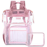 Gonex Heavy Duty Clear Backpack with Cosmetic Bag, Transparent Backpack Fits 15.6 inch Laptop for