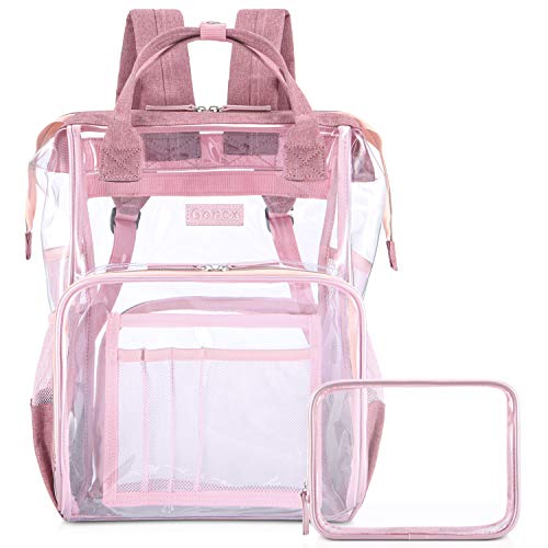 Gonex Heavy Duty Clear Backpack with Cosmetic Bag, Transparent Backpack Fits 15.6 inch Laptop for