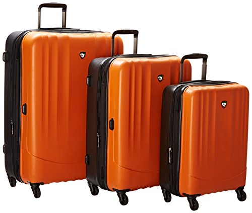 Mia Toro Polipropilene Hardside Spinner 3 Piece Set, Orange, One Size