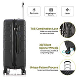 4PC Luggage Sets, ABS Hardshell Luggage Set Lightweight Hard Shell Travel Suitcases w/Spinner Wheels Free Suitcase Cover(18 20 24 28Inch) (Black)