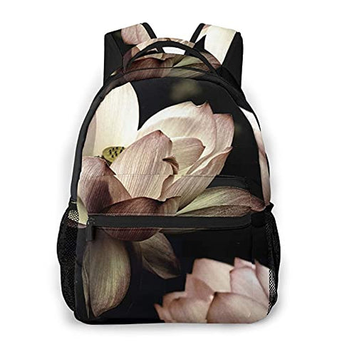 Multi leisure backpack,Lotus Flower Print, travel sports School bag for adult youth College Students