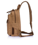 Augur Men's Vintage Canvas Leather Shoulder Bag School Backpack Sling Satchel (Khaki)