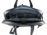 Bugatti Sartoria Zipper Large Leather Briefcase, Top Grain Leather, Black