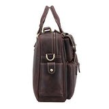 Polare Men'S Vintage Full Grain Leather Messenger Bag Business Case Computer Briefcase