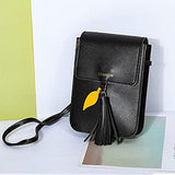 Aibearty 4 Layers Crossbody Cell Phone Pouch Bag Small Tassel Leather Shoulder Purse Wallet