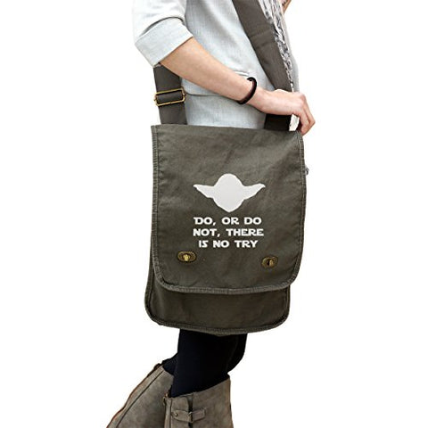 Star Wars Yoda Inspired Do Or Do Not Try 14 Oz. Authentic Pigment-Dyed Canvas Field Bag Tote