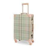 COTRUNKAGE Travel Luggage Trunk Vintage Women Suitcase with TSA Lock (26" (Single), Plaid)