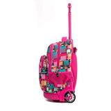Qcc& Boys Girls Rolling School Backpack - High Capacity Outdoor Travelling Trolley Schoolbag