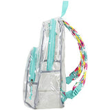 Eastsport Clear Backpack, Fully Transparent with Padded Straps, Clear/Turquoise/Watercolor Floral