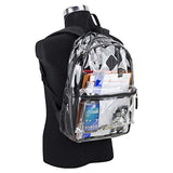 Eastsport Fully Transparent Clear Backpack with Front Pocket, Adjustable Straps and Lash Tab, Black