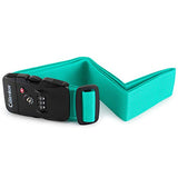 Miami CarryOn Adjustable Luggage Strap with a Built-in TSA Combination Lock (Light Blue)