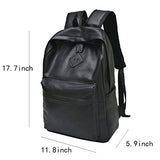 ABage Faux Leather Daypack School Bag Bookbag College School Travel Laptop Backpack, Black1