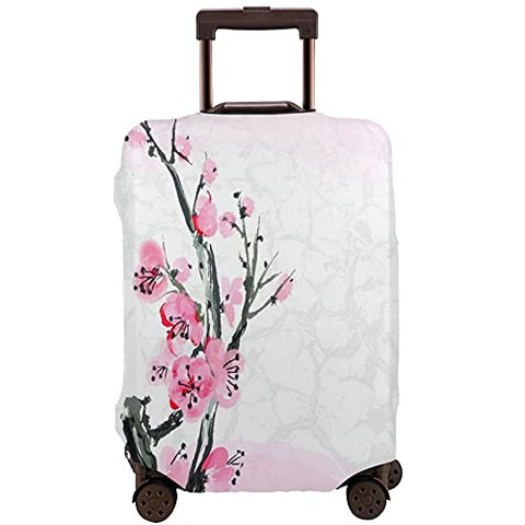Travel Luggage Cover，Realistic Sakura Blossom - Japanese Cherry Tr，Washable Elastic Durable , With Concealed Zipper Suitcase Protector Fits For 22-24 Inch -M.