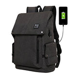 ABage Anti Thief Travel College School 15.6 Inch Laptop Backpacks Book Bag USB Charging, Black