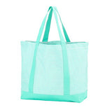 Fashion Heavy Duty Canvas Tote Bag Can Be Personalized (Blank, Mint Pin Stripe)