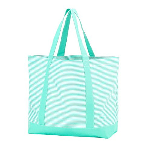 Fashion Heavy Duty Canvas Tote Bag Can Be Personalized (Blank, Mint Pin Stripe)