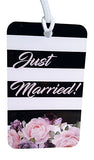 Just Married Luggage Tag Gift Set (Wedding, Honeymoon, Luggage Tags) (Garden Stripe)
