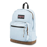 JanSport Right Pack Backpack - School, Travel, Work, or Laptop Bookbag with Leather Bottom, Palest Blue