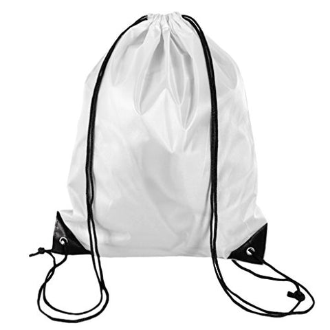 Baoblaze Drawstring Backpack RuckSack Waterproof Travelling Clothes Shoes Carry Bag - White