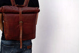 Vintage Leather Macbook Briefcase Leather School Bag Backpack Rucksack