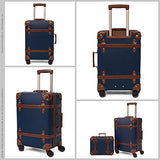 NZBZ Vintage Luggage Sets with Spinner Wheels Carry On Suitcase Tsa Lock Luggage 3 Pieces (Navy Blue, 14inch & 20inch & 28inch)