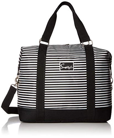 Travel Weekender Overnight Carry-on Shoulder Duffel Tote Bag (8" x 12" x 16 (Large), Black & White Stripes)