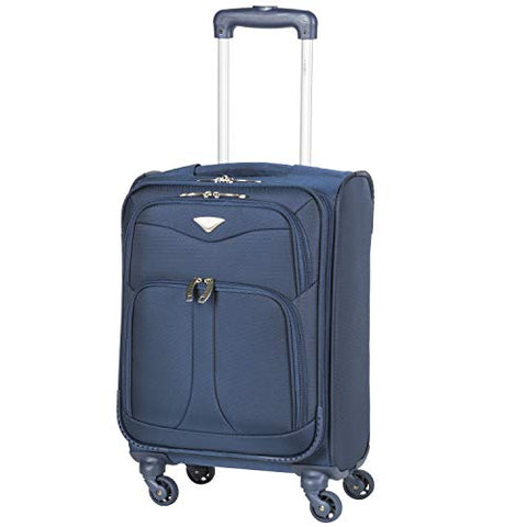 Flight Knight Lightweight 4 Wheel 800D Soft Case Suitcases Maximum Size For Delta, United and SkyWest Airlines - Cabin Navy FFK0039_S