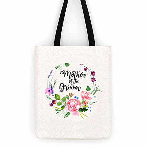 Mother Of The Groom Floral Wedding Cotton Canvas Tote Bag School Day Trip Bag
