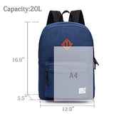 Lightweight Backpack for School, VASCHY Classic Basic Water Resistant Casual Daypack for Travel with Bottle Side Pockets (Navy)