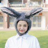 BOBILIKE Plush Fun Bunny Ears Hood Women Costume Hats Warm, Soft and Cozy, Grey2