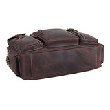 Polare Men'S Vintage Full Grain Leather Messenger Bag Business Case Computer Briefcase