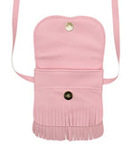 Kids Cute Cat Tassel Bag Girls Mini Satchel PU Leather Crossbody Bag Coin Pouse(Pink)