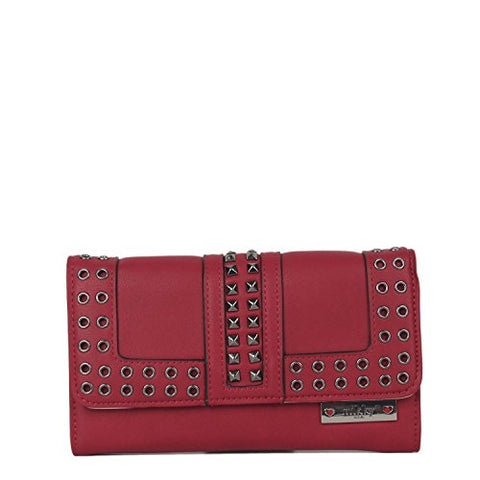 Nikky Women'S Studded Card Holder Wallet Travel Purse, Red, One Size