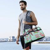 Travel Tote Luggage Weekender Duffle Bag, Flamingo Sloth Palm Tree Large Canvas shoulder bag with