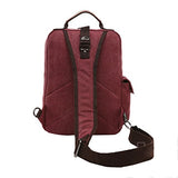 ABage Unisex Canvas Backpack Small Vintage Army Crossbody Sling Bag Purse School Bag, Burgundy
