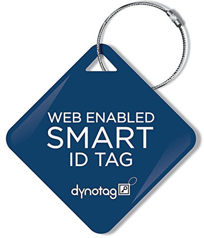 Dynotag Web/Gps Enabled Qr Smart Deluxe Steel Luggage Tag & Braided Steel Loop: Square (Navy Blue)