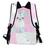 Casual Backpack,Cute Cartoon Llama Alpaca Graphic Design,Business Daypack Schoolbag For Men Women Teen