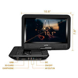 UEME Portable DVD CD Player with 10.1 Inches LCD Screen, Car Headrest Mount Holder, Remote Control, Car Charger Wall Charger, Personal DVD Players with Built-in Rechargeable Battery (Black)