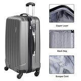 Goplus 3 Pcs Luggage Set ABS Hardshell Travel Bag Trolley Suitcase w/TSA Lock (Grey)