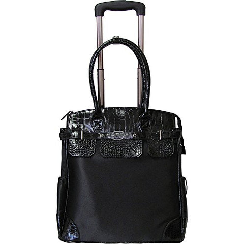 Amerileather Deluxe Skylar Women's 17-inch Rolling Tote with Laptop Compartment Black