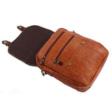 Berchirly Mens Real Cow Leather Laptop Backpack 14 Inch Travel Rucksack Brown