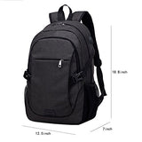 ABage Unisex School Backpack Lightweight Travel Backpacks with USB Charging Port, Black