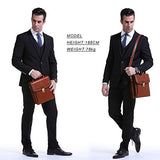 Banuce Small Vintage Full Grain Italian Leather Messenger Bag for Men Vertical Lock Business