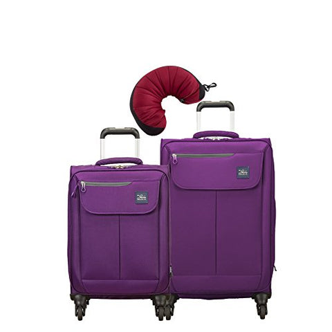 Skyway Mirage 2.0 | 3-Piece Set | 20" and 24" Expandable Spinners, Travel Pillow (Purple Magic)