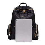 ABage Women's Nylon Backpack Chic Water Resistant Travel College Backpack Schoolbag, Black