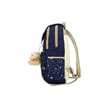 Girls' Canvas Backpack Set 3 Pieces Patterned Bookbag Laptop School Backpack (black)