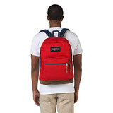 JanSport Right Pack Backpack - School, Travel, Work, or Laptop Bookbag with Leather Bottom, Red Tape